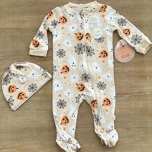🎃 Milkberry Baby Boy Girl Bamboo Footie Sleeper Halloween 0-3 3-6 6-9 months hat